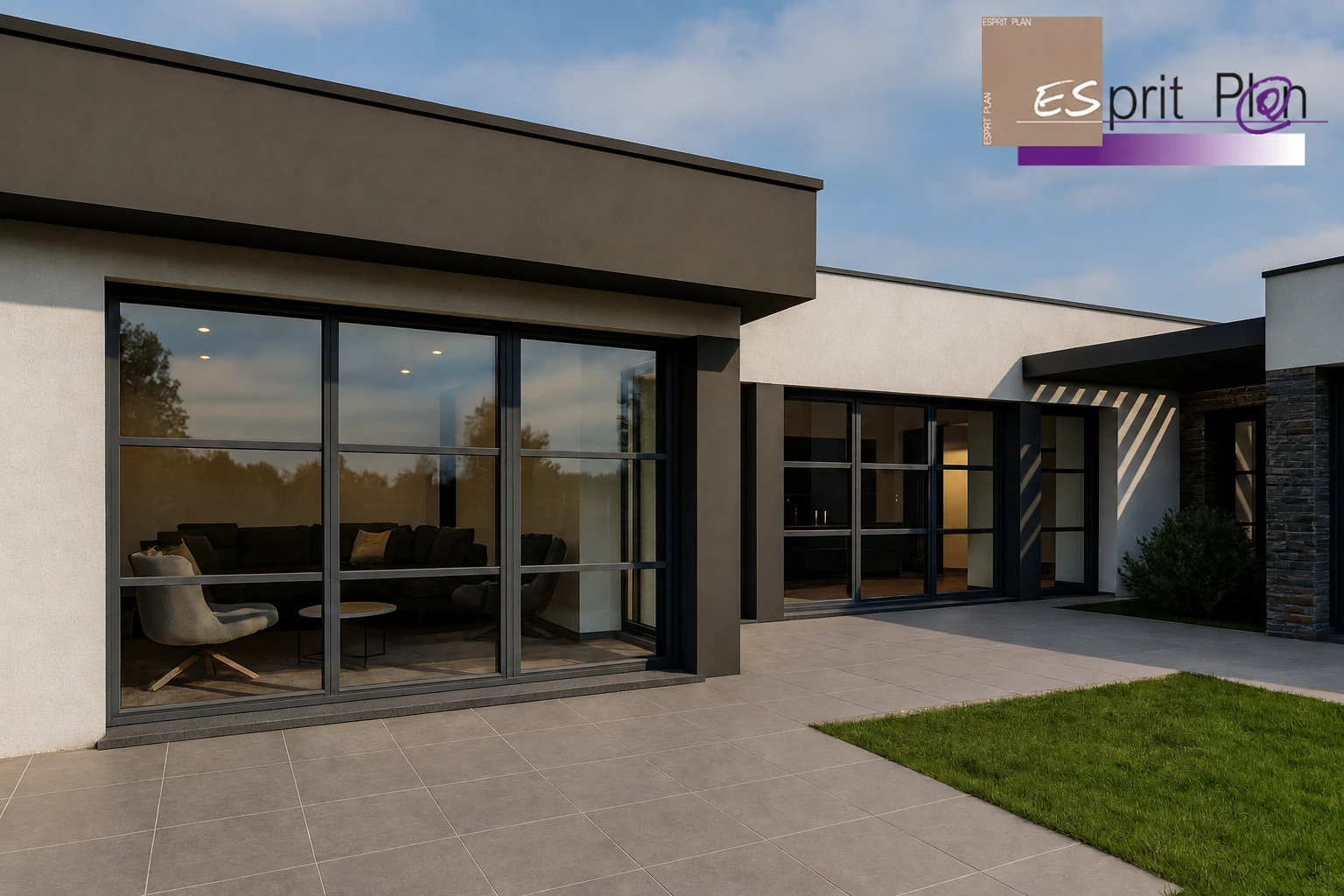 Ouvert sur le jardin — Maison de plain-pied, perspective ESPRIT PLAN